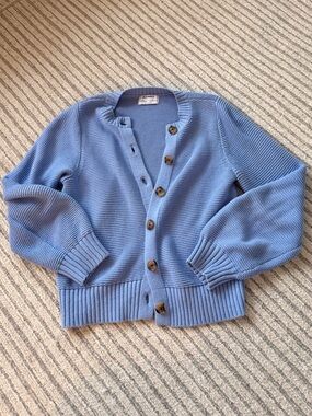 Old Navy Light Blue Ribbed Button-Up Cardigan Sweater